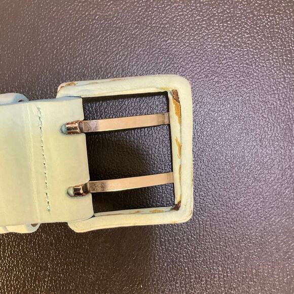 Tanner Italy Genuine Leather Aqua Blue Double Prong Belt Size M main image 7